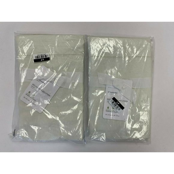 Pottery Barn Set of 2 Classic Ivory Belgian Flax Linen Shams Standard